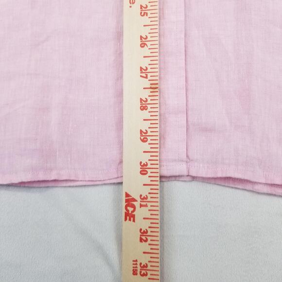Orvis Shirt Mens Medium Pink 100% Linen Short Sleeve Button Front Summer Casual - Picture 10 of 11